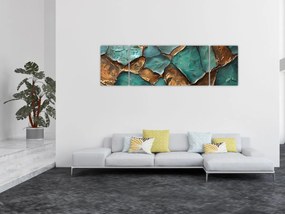 Obraz - Zielono-złoty obraz (170x50 cm)