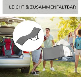 Outsunny Zestaw 2 Lekkich Leżaków Aluminiowych - Wymiary: 165x61x63cm - Trwałe i Wygodne