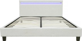 Łóżko z kręconej tkaniny "Maria" z LED 140x190cm - Kremowe