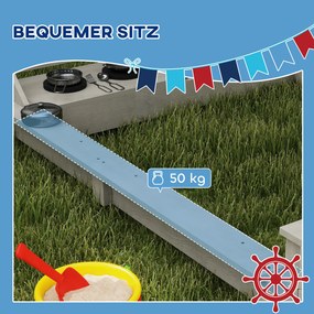 Outsunny Piaskownica Piracki Statek z Daszkiem i Zestawem Kuchennym dla Dzieci, Drewno, 180 x 103 x 144,5 cm, Szara