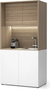 Kuchnia biurowa NIKA ze zlewem i kranem 1000 x 600 x 2000 mm, dąb naturalny, prawe