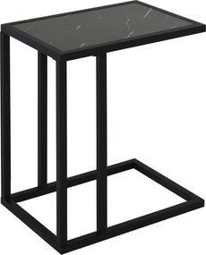HOMCOM Stolik Boczny w Kształcie Litery C, Oszczędność Miejsca, Nocny/Coffee Table, Imitacja Marmuru, 45 x 30 x 51,5 cm