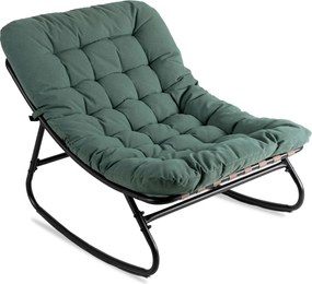 Bujany fotel na taras Aurora - bujak ogrodowy z pikowaną poduchą, zielony