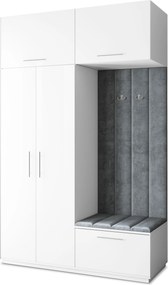 Masseno Garderoba REMA 150/240/60 cm Nowoczesna Szafa do Przedpokoju Biała, MONOLITH 85 (Szary)