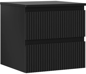 Mexen Rivel szafka łazienkowa podumywalkowa 50 cm z blatem, 2 szuflady, ryflowana , czarna mat - 91A20-05047-2-BFFC71
