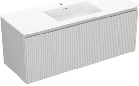 Mexen Rivel szafka łazienkowa 120 cm z umywalką Otis, 1 szuflada, ryflowana , szara mat/biała mat - 91A20-12047-1-BF62-W18M01