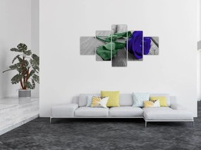 Obraz - Niebieska róża z zieloną łodygą (125x70 cm)