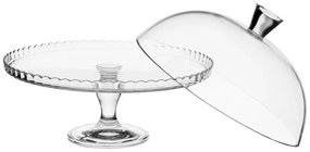 Patera szklana na ciasto z kloszem, 32 cm