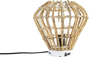 Rustykalna lampa stołowa bambusowa z białym - Canna Diamond