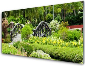 Szkło do Kuchni na Ścianę Drewniany Mostek W Ogrodzie