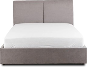 Łóżko Tapicerowane 140x200 cm MARSYLIA ze Stelażem i Pojemnikiem Dwuosobowe Szare