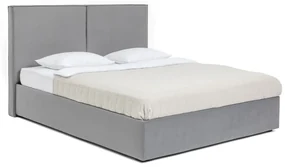 Szare tapicerowane łóżko dwuosobowe ze schowkiem i stelażem 160x200 cm Thessa Bold – Bonami Selection