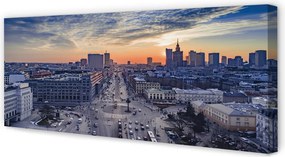 Duży obraz na płótnie Warszawskie Wieżowce o Zmierzchu