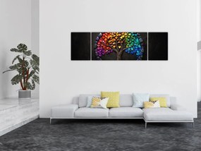 Obraz – Drzewo pełne kolorowych serc (170x50 cm)