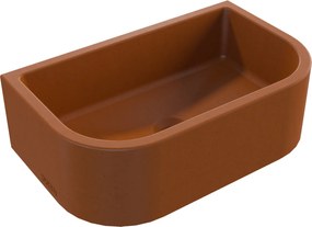 Umywalka betonowa półokrągła wisząca / nablatowa bez otworu na baterię 49 x 30 cm PALANGA | różne kolory : Kolor - Ceglasty, Typ montażu - nablatowa