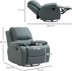 HOMCOM Fotel wypoczynkowy obrotowy z regulacją nachylenia do 135 stopni wygodny zielony nowoczesny design | Aosom PL