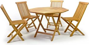 Składany stół DIVERO z drewna tekowego Ø 100 cm