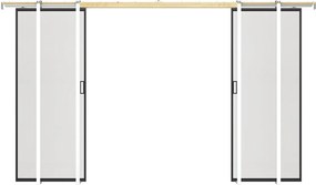 Drzwi przesuwne podwójne chowane w ścianie - aluminium i matowe szkło hartowane - 2 x wys. 205 x szer. 93 cm - LINCI II