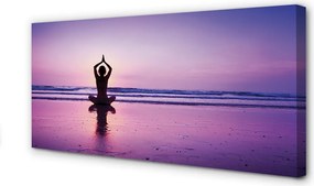 Fotoobraz na płótnie Kobieta Uprawiająca Jogę nad Morzem