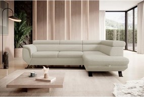 Narożnik RAVEN L Prawostronny wolnostojący z funkcją spania tkanina ARAGON 03 Beżowy WERSAL