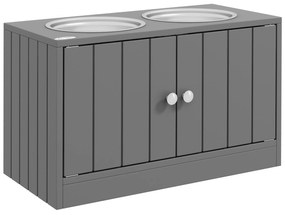 PawHut Podwieszona stacja karmienia z 2 miskami ze stali nierdzewnej i 44 L pojemnością, drzwiami magnetycznymi, dla dużych psów, Szary