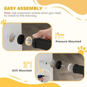 PawHut Regulowane zabezpieczenie dla psów, montaż zaciskowy, stal, 76-107 x 76 cm, czarne