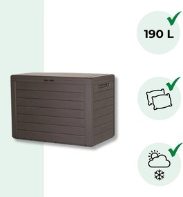 Pojemnik do przechowywania WOODEBOX, 190L, 78x44x55cm, ciemny brąz Prosperplast