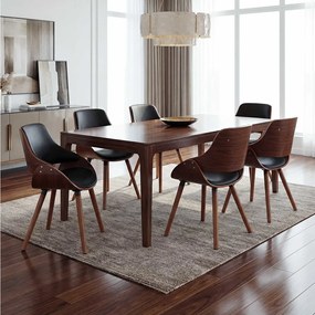 Krzesło do jadalni MCW-D23 (zestaw 6 sztuk),  sztuczna skóra czarna