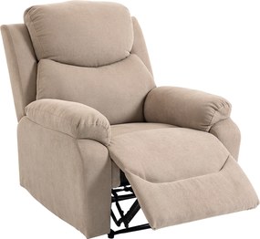 HOMCOM Ręczny fotel wypoczynkowy, nowoczesny fotel w wyglądzie lnu z grubą tapicerką, tapicerowane podłokietniki i podnóżek, beżowy | Aosom PL