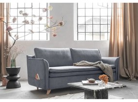 Szara aksamitna rozkładana sofa 225 cm Charming Charlie – Miuform