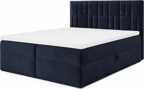 Łóżko kontynentalne TEO1 120x200 z pojemnikami na pościel|Topper|Łóżko dwuosobowe|Materac Bonell|Łóżko tapicerowane|Łóżko|Sypialnia-Granatowy