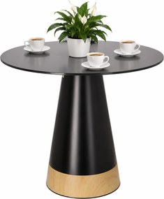 Mały stół do jadalni okrągły Soleilo Duo 80 cm, czarny/naturalny