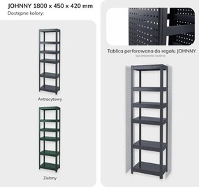 Regał metalowy wąski antracytowy: JOHNNY, 1800 x 450 x 420 mm