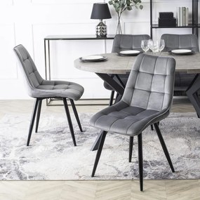 Krzesło Tapicerowane do Jadalni RIO Szare Welurowe Nowoczesne Loft