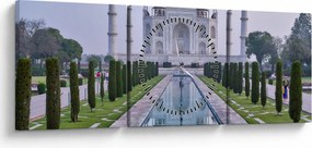 Obraz - Taj Mahal o wschodzie słońca (z zegarem) (90x30 cm)