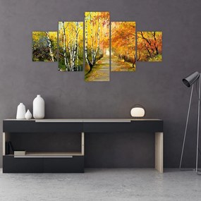 Obraz - Romantyczna aleja wzdłuż wody, obraz olejny (125x70 cm)