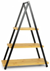 Patera trzypoziomowa z drewnianymi półkami, 53 cm