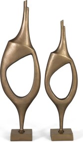 Zestaw 2 figurek dekoracyjnych z aluminium z wykończeniem w kolorze brązowym