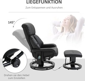 HOMCOM Fotel masujący z podnóżkiem, Fotel relaksacyjny, Elektryczny fotel telewizyjny