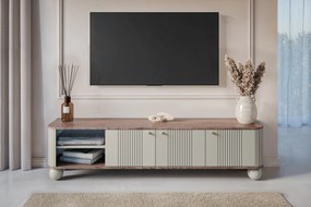 Szafka RTV Vesper 3D 187 cm - kaszmir / orzech / złote uchwyty / nogi kule
