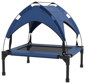 PawHut Legowisko dla psa z daszkiem, Niebieskie, Oddychające, Wodoodporne, do 20 kg, 76 x 61 x 69,5 cm