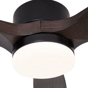 Czarny Wentylator sufitowy z lampą z nadrukiem drewna 132 cm z LED ściemnialny z pilotem - Joly Nowoczesny Oswietlenie wewnetrzne
