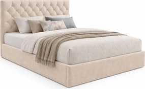 Beżowe łóżko z pikowanym zagłókiem 3 rozmiary H7-G28