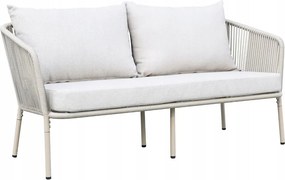 Zestaw mebli ogrodowych beżowy aluminium sofa fotele stolik sznurowanie