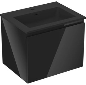 Mexen Orio szafka łazienkowa 60 cm z umywalką Otis, 1 szuflada, czarna połysk/czarna mat - 91A10-06047-1-BF70-W18M71