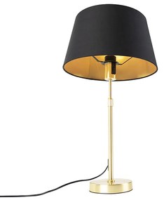 Lampa stołowa regulowana złota/mosiądz klosz bawełniany czarny 32cm - Parte klasyczny/Antyczny Oswietlenie wewnetrzne