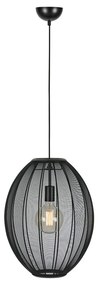 Czarna lampa wisząca z tekstylnym kloszem ø 40 cm Florence – Markslöjd