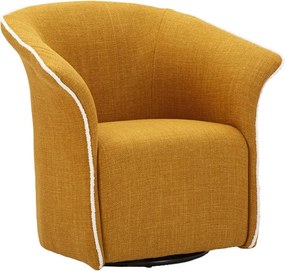 Krzesło obrotowe Siena Mustard 83,5x66x80 cm - Krzesło tapicerowane z obrotową podstawą, rama z żelaza i drewna, elegancki i nowoczesny design