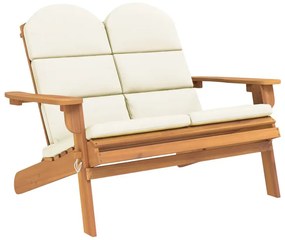 Drewniana ławka ogrodowa z oparciem kremowy E9-M29