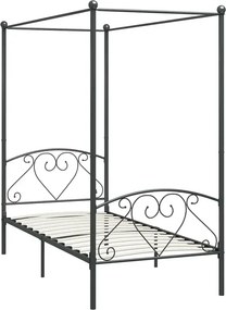 Szare metalowe łóżko z baldachimem 100x200 cm L2-Z11